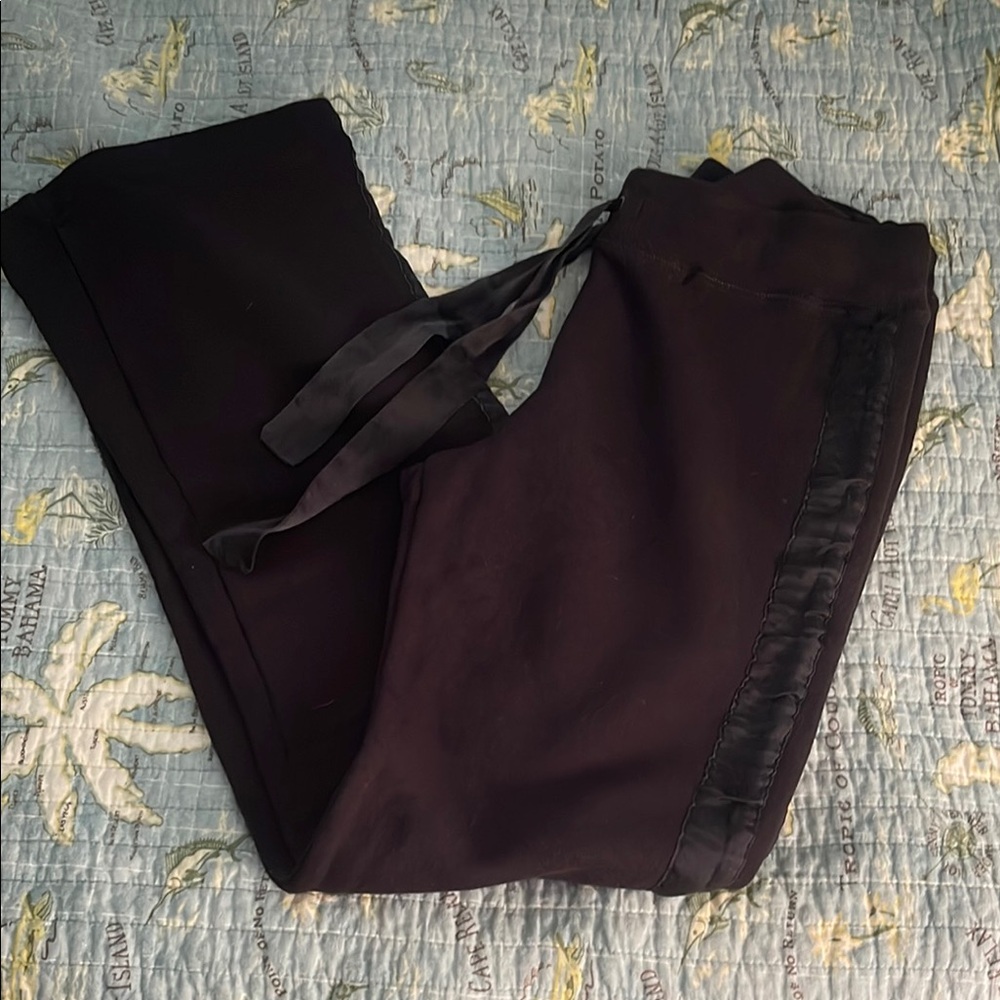 JCREW Black Satin Trim Sweatpants
